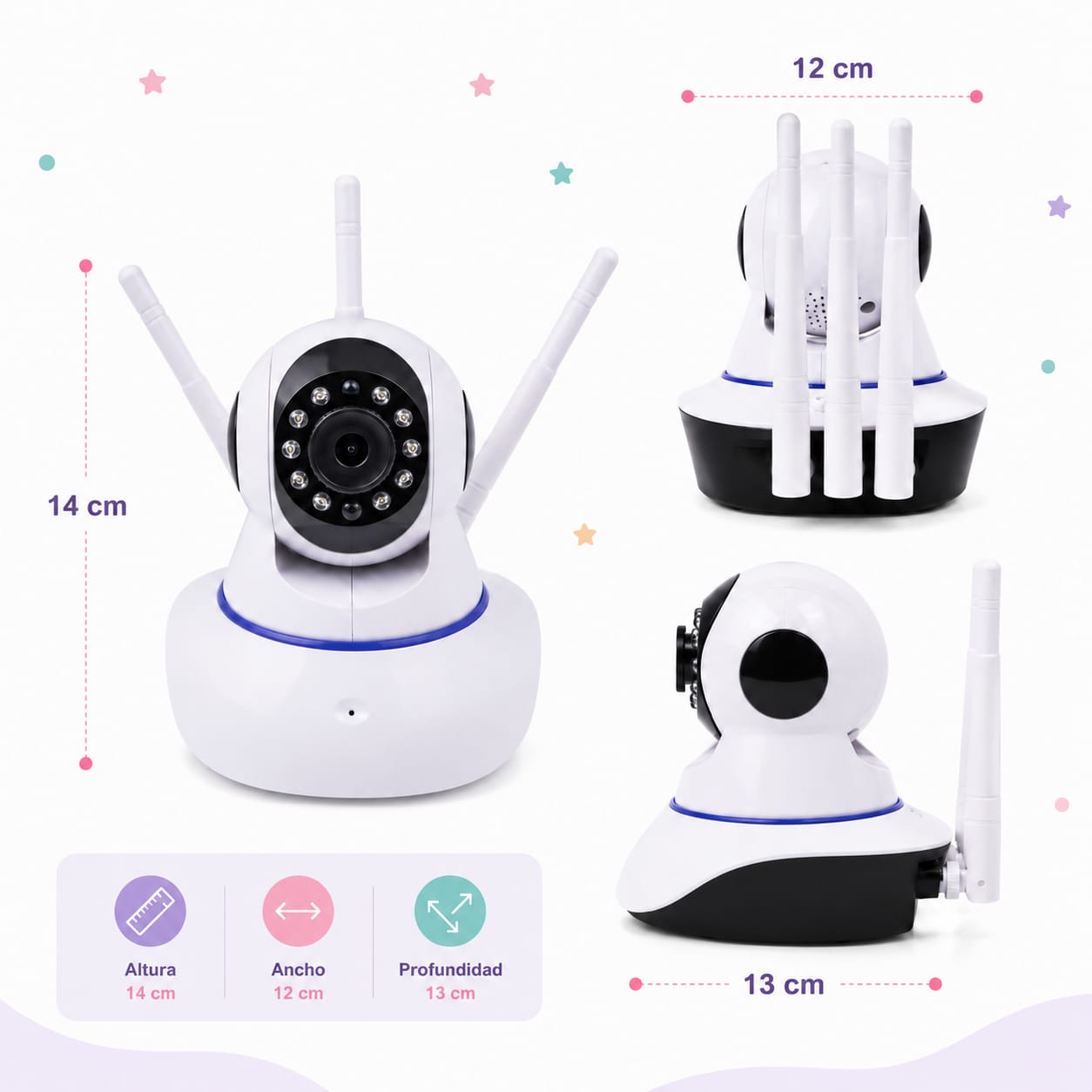 Cámara Ip 3 Antenas Wifi Visión Nocturna