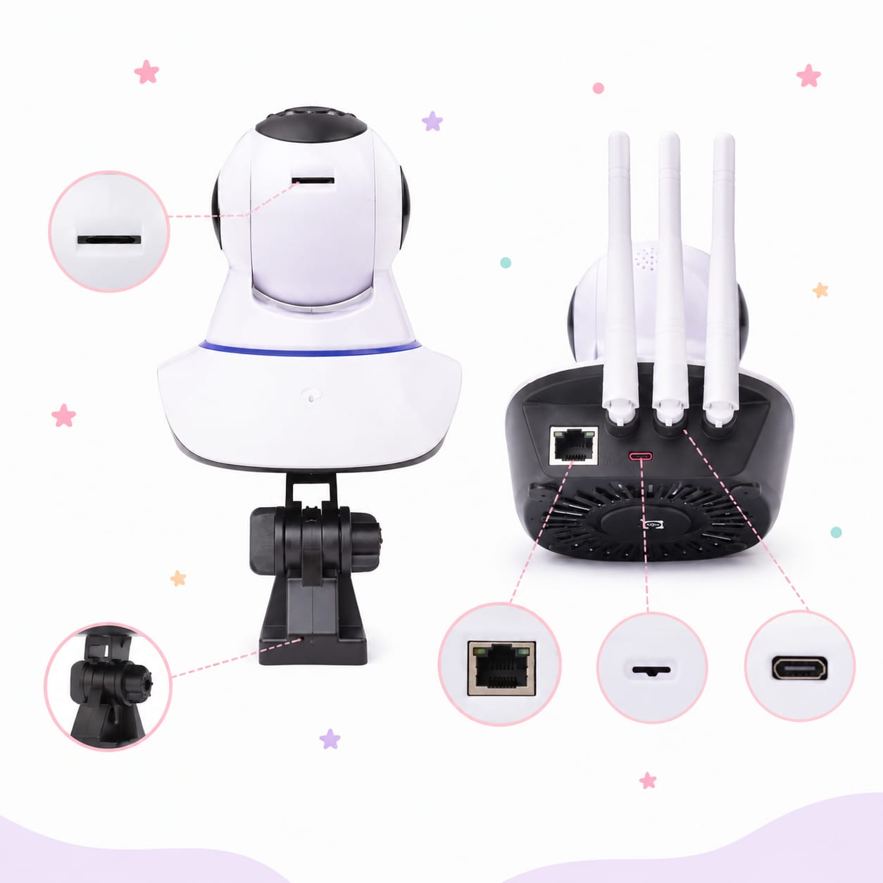 Cámara Ip 3 Antenas Wifi Visión Nocturna